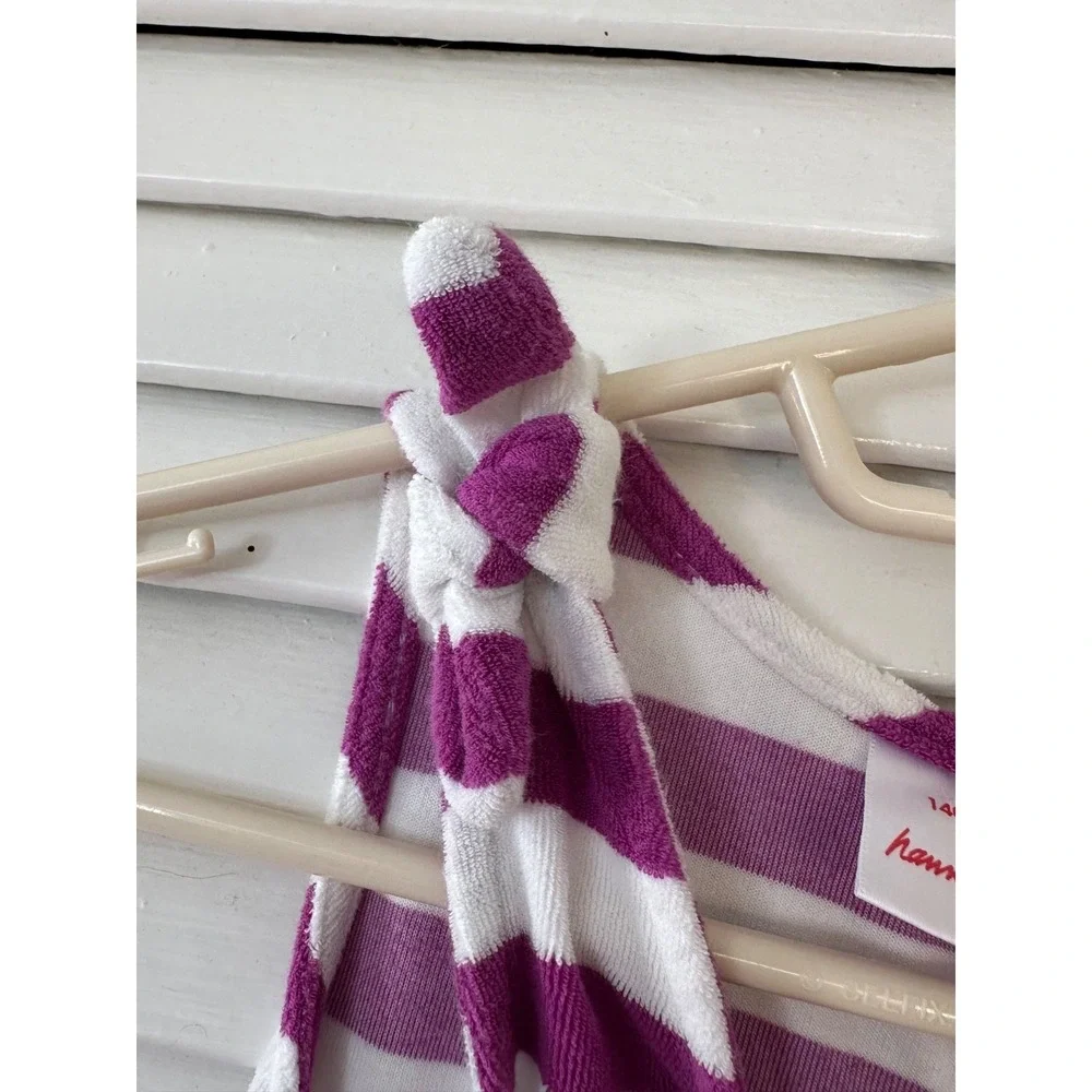 Hanna Andersson Size 140‎ 9-10 Purple Striped Terry Toweling Tank Dress